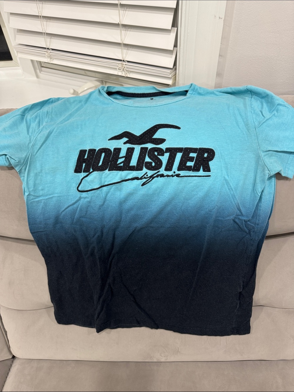 Hollister Turquoise to Navy Ombre Logo Tee